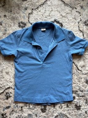 Sunday best cropped blue collared shirt
